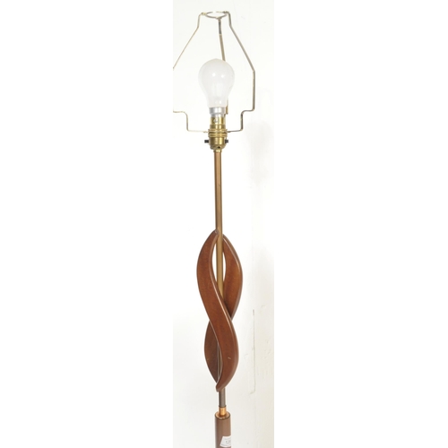 1283 - A vintage retro mid-20th century circa. 1970's teak wood standard floor standing lamp with floral be... 