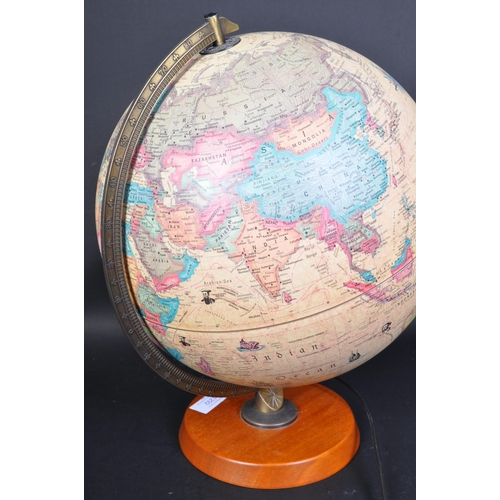 1292 - A 20th century Danish Scanglobe terrestrial globe table lamp having a brass effect plastic mount wit... 