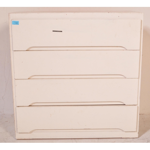 1316 - A vintage retro 20th century chest of drawers painted in a white colourway with a series of four dra... 