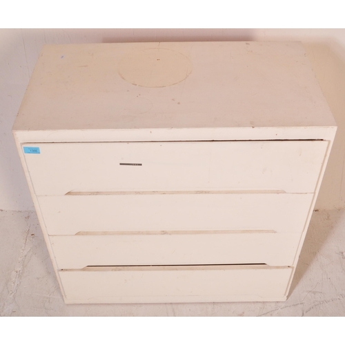 1316 - A vintage retro 20th century chest of drawers painted in a white colourway with a series of four dra... 