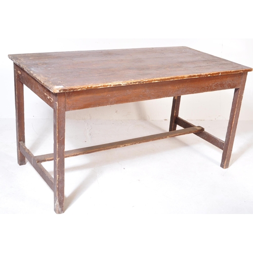 1326 - A 19th century refectory / scullery painted pine refectory dining table. The table having squared su... 