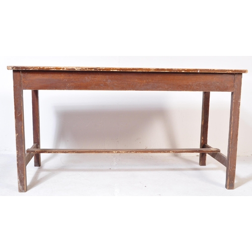 1326 - A 19th century refectory / scullery painted pine refectory dining table. The table having squared su... 