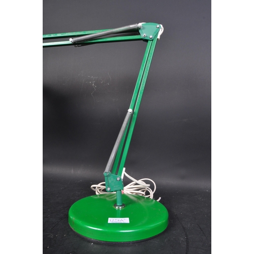 1342 - A large vintage 20th Century Danish green HCF Anglepoise desk table lamp light. With a weighted circ... 