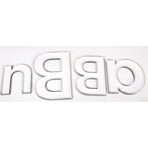 1350 - Set of four large green alphabet wall mountable letters. two bs a & n. Measures approx. 63cm.