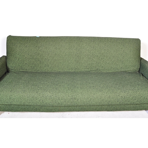 1363A - A retro vintage 20th century upholstered in dark green textured fabric four seater settee / sofa rai... 