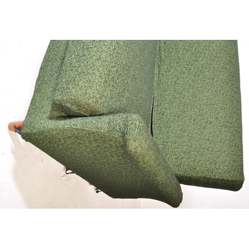 1363A - A retro vintage 20th century upholstered in dark green textured fabric four seater settee / sofa rai... 