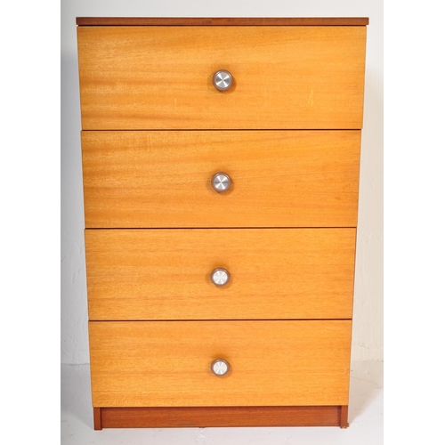 1373 - British Modern Design – A Mid century teak wood pedestal chest of drawers having an upright bank of ... 