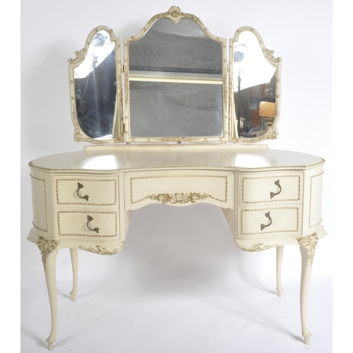 1466 - 20th century French Louis 16th style bedroom suite comprising triptych mirrored dressing table, ches... 