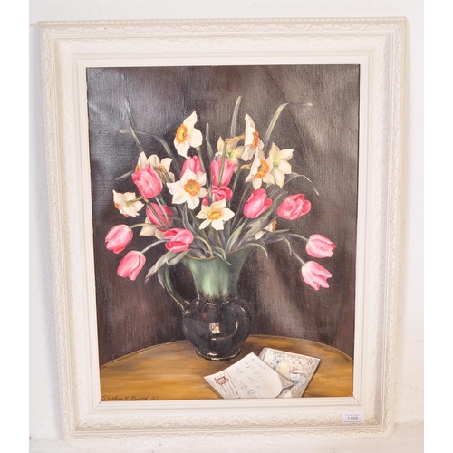 1468 - Daphne Brand –  A 20th century still life oil painting depicting a jug of flowers, signed to the cor... 