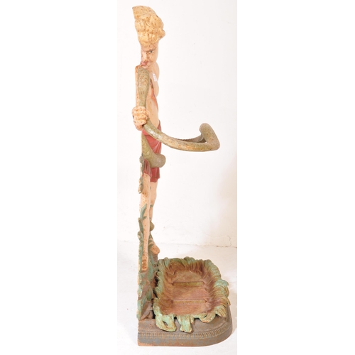 1473 - A Victorian 19th century cast iron umbrella - stick stand in the form Hercules grappling with a snak... 