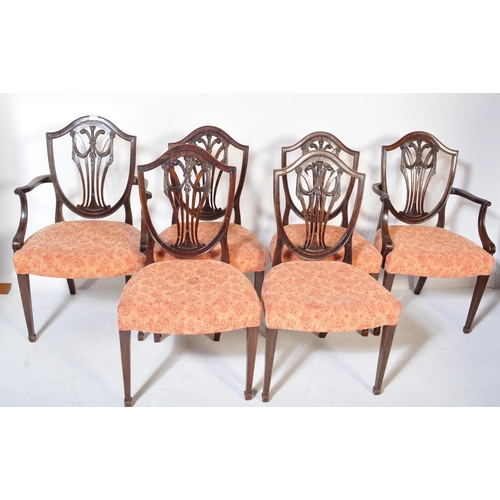 1474 - A collection of six 19th century late Victorian Hepplewhite mahogany dining chairs. Comprising of fo... 