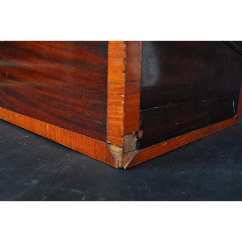 1487 - A Victorian 19th Century mahogany veneered writing slope box / chest. Of rectangular shape, with ven... 