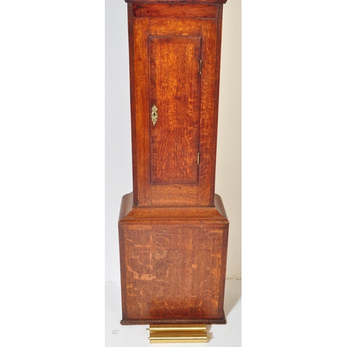 1494 - A 19th century mahogany longcase grandfather clock. The clock having a swan neck pediment with denti... 