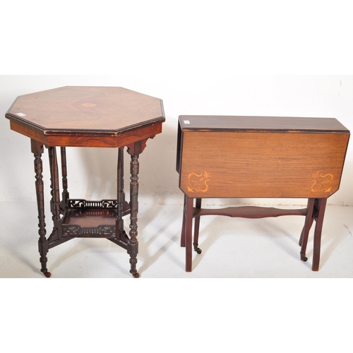 1499 - Victorian 19th century mahogany hexagonal occasional table  being raised on turned legs with square ... 