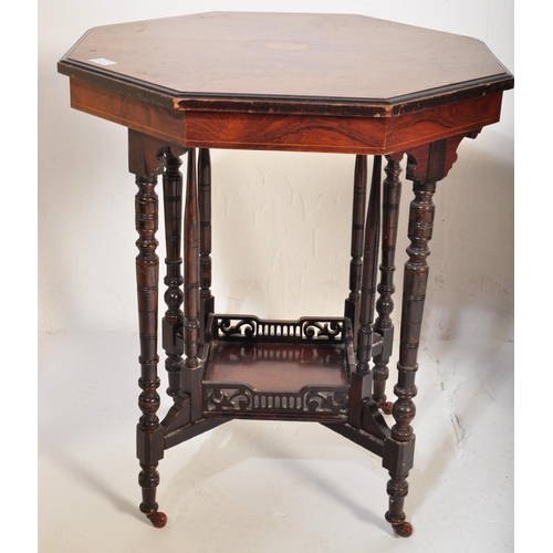 1499 - Victorian 19th century mahogany hexagonal occasional table  being raised on turned legs with square ... 