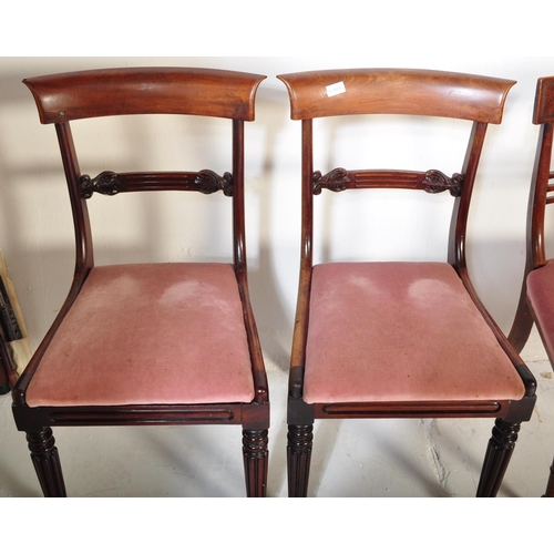 1503 - A set of five Regency 19th century circa 1840 mahogany bar backs dining chairs. The lot to include a... 