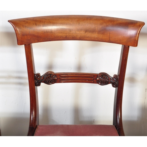 1503 - A set of five Regency 19th century circa 1840 mahogany bar backs dining chairs. The lot to include a... 