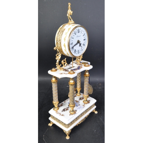 1513 - Limoges - A vintage 20th century Rotondo gilt metal and porcelain mantel clock in the French style h... 