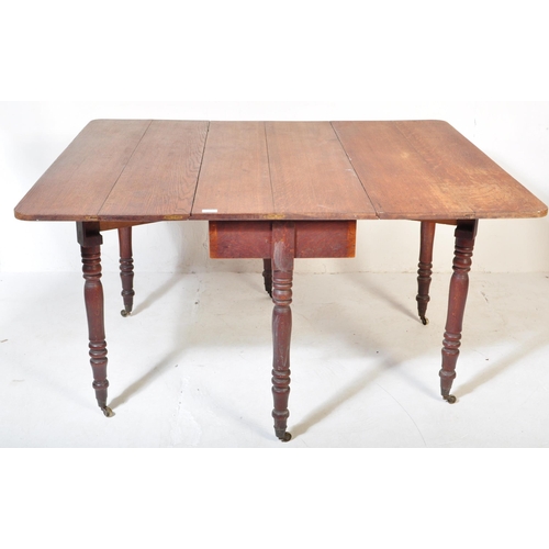 1525 - A 19th Century oak dropleaf six leg gateleg dining table. Of rectangular form having drop leaves to ... 