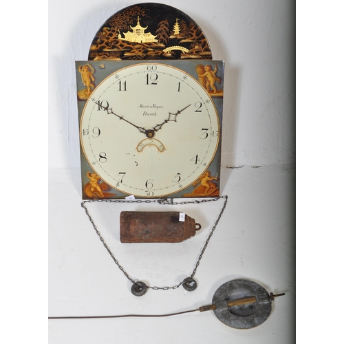 1526 - Martin Roper of Penrith  - A 19th century hand painted longcase grandfather clock face. The face hav... 