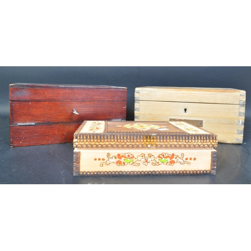 1529 - 19th century Victorian pine sailors diddy box with hinged top together with a stained pine example w... 