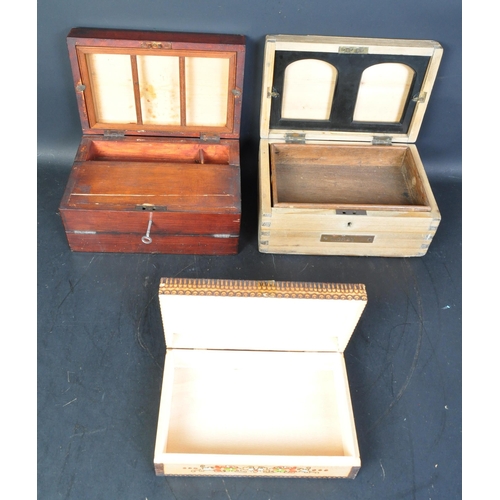 1529 - 19th century Victorian pine sailors diddy box with hinged top together with a stained pine example w... 