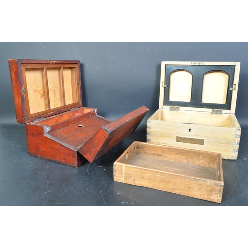 1529 - 19th century Victorian pine sailors diddy box with hinged top together with a stained pine example w... 