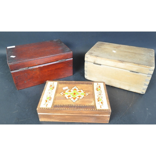 1529 - 19th century Victorian pine sailors diddy box with hinged top together with a stained pine example w... 