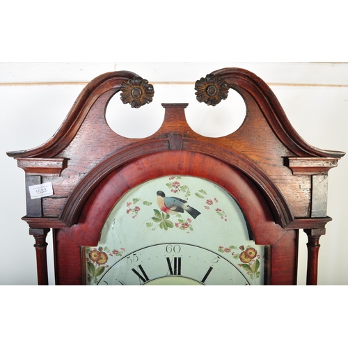 1533 - A 19th century George III painted face longcase clock by Gascough of Workington.  Painted dial with ... 