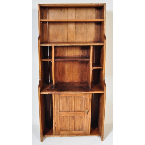 1591 - A vintage 20th Century solid oak house reception cabinet secretary desk. Waterfall front with expose... 