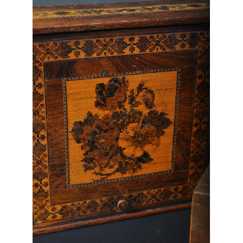 1595 - 19th century Victorian micro mosaic hinged top box with floral sprays and geometric borders together... 