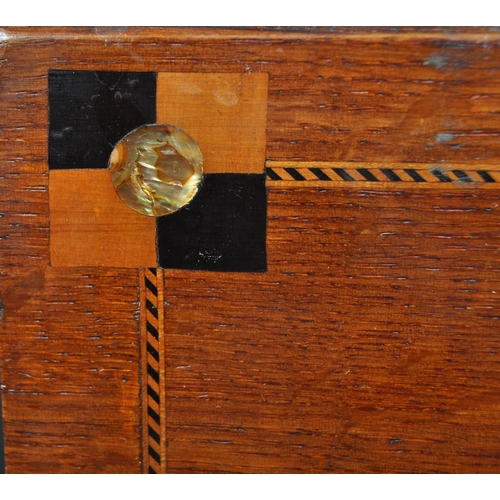 1597 - Victorian 19th century oak inlaid with abalone shell insert roundel desk tidy. Plinth base with step... 