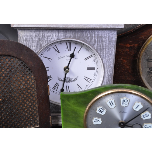 1599 - A collection of vintage retro mid 20th century mantel clocks to include a Louis Bernard style clock ... 