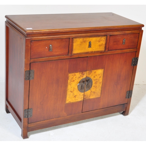 1604 - A vintage style Chinese eastern Asian style sideboard credenza cabinet, Of rectangular form with twi... 