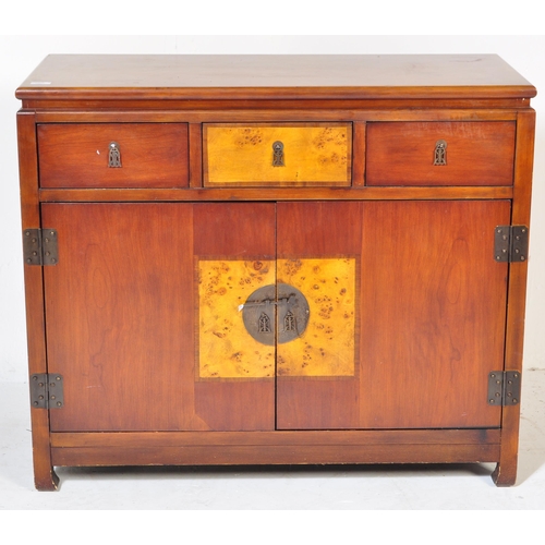 1604 - A vintage style Chinese eastern Asian style sideboard credenza cabinet, Of rectangular form with twi... 