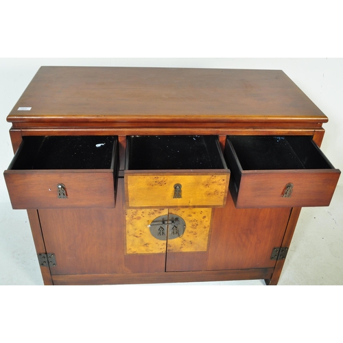 1604 - A vintage style Chinese eastern Asian style sideboard credenza cabinet, Of rectangular form with twi... 