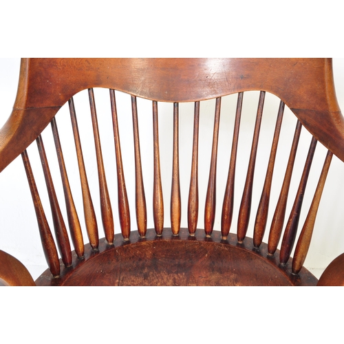 1623 - WITHDRAWN A Victorian 19th century fruitwood office desk chair. Raised on cabriole legs united by st... 