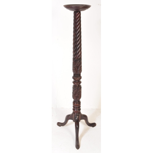 1625 - 19th century Victorian large mahogany torchere plant stand. Raised on splayed legs with carved barle... 