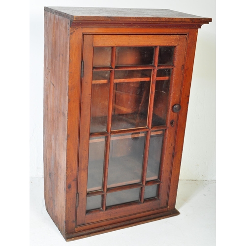 1627 - A Victorian 19th century pitch pine glazed fronted bookshelf cabinet. The cabinet having a 12 panel ... 