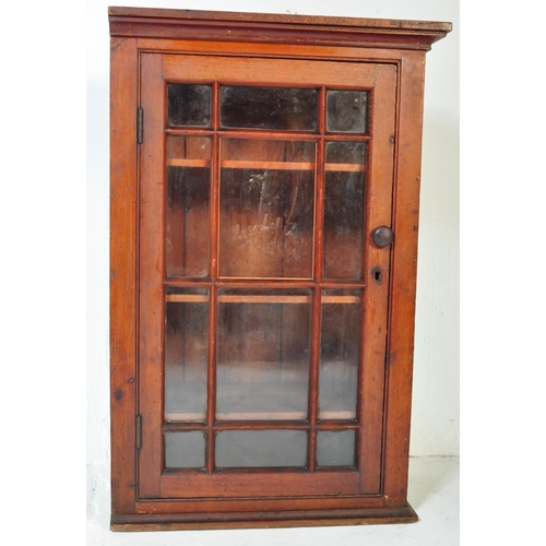 1627 - A Victorian 19th century pitch pine glazed fronted bookshelf cabinet. The cabinet having a 12 panel ... 