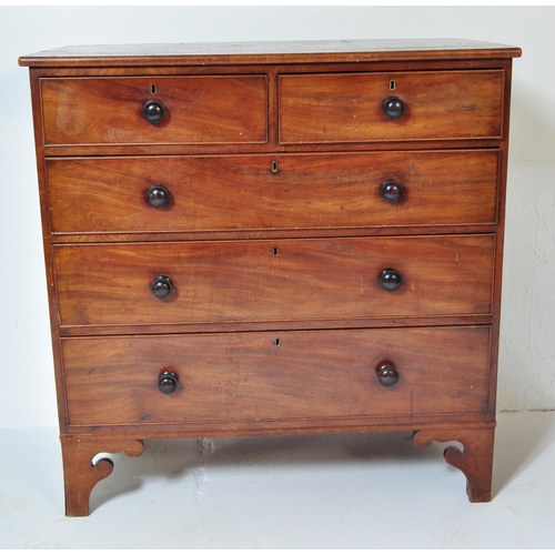 1634 - Victorian 19th century mahogany chest of drawers. The chest raised on bracket feet with short and de... 