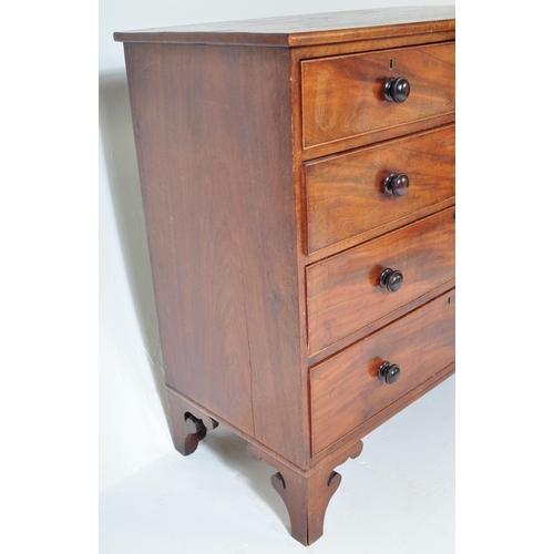 1634 - Victorian 19th century mahogany chest of drawers. The chest raised on bracket feet with short and de... 