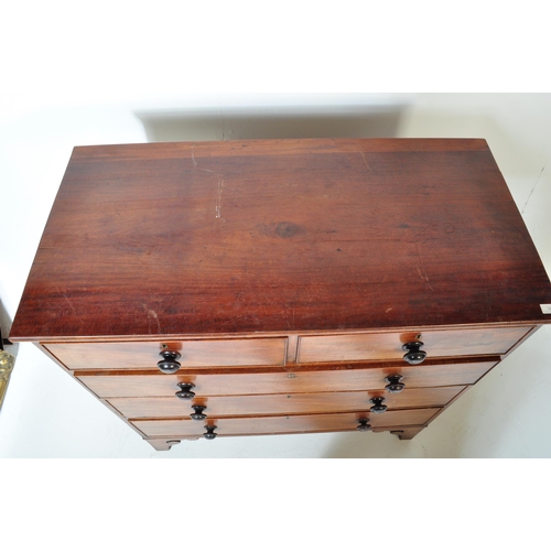 1634 - Victorian 19th century mahogany chest of drawers. The chest raised on bracket feet with short and de... 