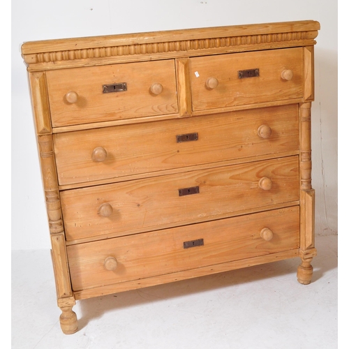 1653 - A 20th Century Scandinavian pine wood chest of drawers. Of rectangular form with two over three draw... 