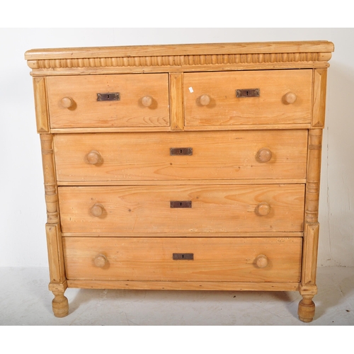 1653 - A 20th Century Scandinavian pine wood chest of drawers. Of rectangular form with two over three draw... 