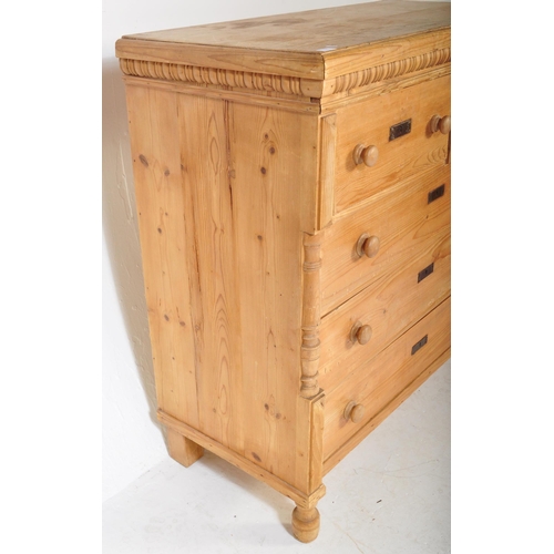 1653 - A 20th Century Scandinavian pine wood chest of drawers. Of rectangular form with two over three draw... 