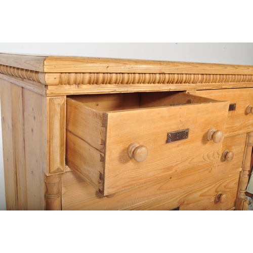 1653 - A 20th Century Scandinavian pine wood chest of drawers. Of rectangular form with two over three draw... 