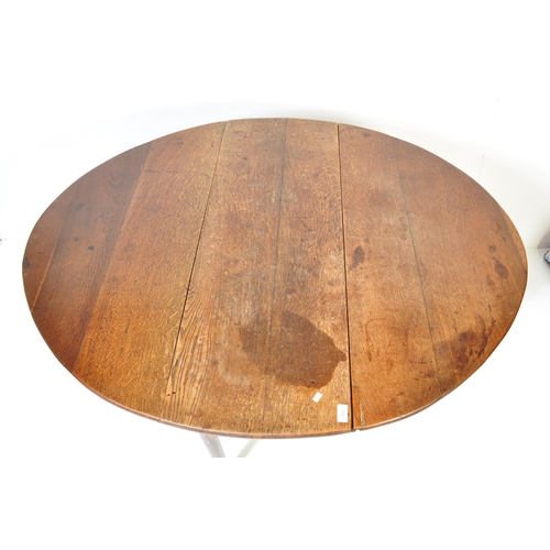 1655 - 18th century George III solid oak drop leaf pad foot dining table. Raised on turned tapering legs wi... 