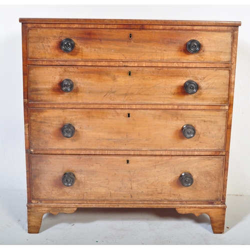 1666 - 19th century George III mahogany chest of drawers. Raised on shaped legs with short and deep drawer ... 