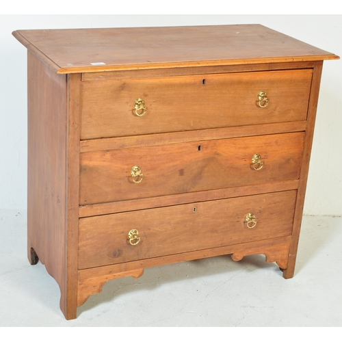 1669 - 1920's Arts & Crafts influenced walnut cottage chest of drawers. Raised on squared legs with a bank ... 